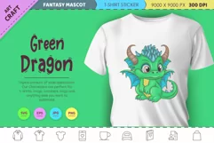 Cartoon green dragon. Fantasy clipart. Product Image 1