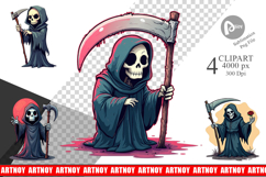 Cartoon Grim Reaper Clipart Product Image 1