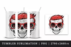 Cartoon Halloween horror ghost sugar sunglasses glasses cool skull 20 oz tumbler skinny mug wrap clipart t-shirt sublimation printable design