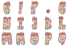Cartoon Houses Font Cartoon Brick Building Lettering ABC PNG Product Image 3
