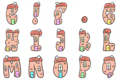 Cartoon Houses Font Cartoon Brick Building Lettering ABC PNG Product Image 3