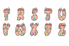 Cartoon Houses Font Cartoon Brick Building Lettering ABC PNG Product Image 4