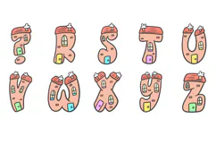 Cartoon Houses Font Cartoon Brick Building Lettering ABC PNG Product Image 4