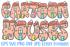 Cartoon Houses Font Cartoon Brick Building Lettering ABC PNG SVG Type by Squeeb Creative