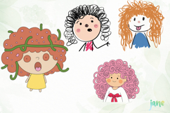 Cartoon Illustrations Of Girls’ Faces Product Image 1