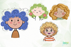 Cartoon Illustrations Of Girls’ Faces Product Image 1