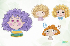 Cartoon Illustrations Of Girls’ Faces Product Image 1