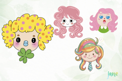 Cartoon Illustrations Of Girls’ Faces Product Image 1