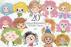 Cartoon Illustrations Of Girls’ Faces Product Image 1