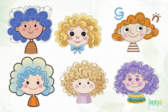 Cartoon Illustrations Of Girls’ Faces Product Image 9