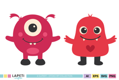 kawaii creature clipart set