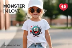 Cartoon Monster in Love. Tshirt, PNG. Product Image 3