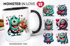 Cartoon Monster in Love. Tshirt, PNG. Product Image 4