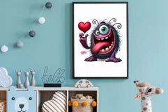 Cartoon Monster in Love. Tshirt, PNG. Product Image 6
