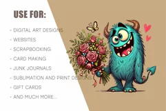 Cartoon Monster in Love. Tshirt, PNG. Product Image 8