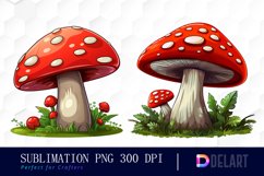 Cartoon Mushroom Clipart Bundle, Sublimation PNG Product Image 2
