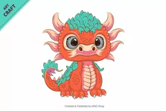 Cartoon orange dragon. Fantasy clipart. Product Image 2