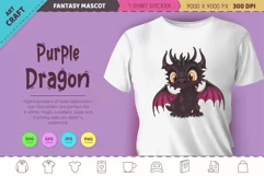Cartoon purple dragon. Fantasy clipart. Product Image 1