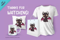 Cartoon purple dragon. Fantasy clipart. Product Image 3