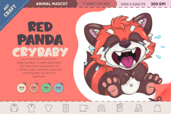Cartoon Red Panda Crybaby. T-Shirt, PNG, SVG. Product Image 1