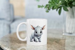 Cute Cartoon Rhino Watercolor Sublimation Clipart Product Image 3