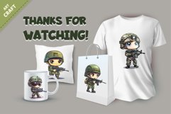 Little Cartoon soldier. TShirt Sticker. Product Image 4