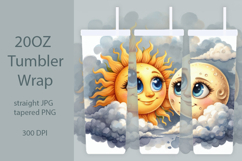 20oz Whimsical Sun and Moon Tumbler Wrap Product Image 1