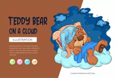 Cartoon Teddy Bear on a cloud. T-Shirt, PNG, SVG. Product Image 1