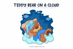 Cartoon Teddy Bear on a cloud. T-Shirt, PNG, SVG. Product Image 2
