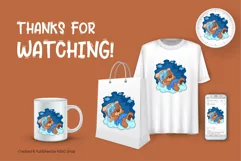 Cartoon Teddy Bear on a cloud. T-Shirt, PNG, SVG. Product Image 3