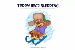 Cartoon Teddy Bear Sledding. T-Shirt, PNG, SVG. Product Image 2