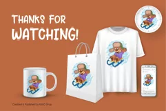 Cartoon Teddy Bear Sledding. T-Shirt, PNG, SVG. Product Image 3