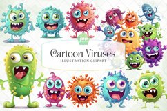 Cartoon Viruses Sublimation Clipart Product Image 1