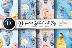 Lightbulbs Filled with Tiny Fish Seamless Digital Paper Product Image 1