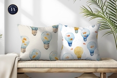 Fish in Lightbulbs Watercolor Seamless Digital Paper Product Image 2