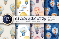 Fish in Lightbulbs Watercolor Seamless Digital Paper Product Image 1