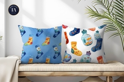 Seamless Cartoon Watercolor Aquarium Socks Art Digital Paper Product Image 2