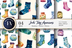Watercolor Cartoon Socks Aquarium Seamless Art Digital Paper Product Image 1