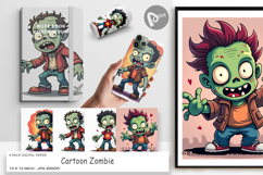 Cartoon Zombie Digital Paper Product Image 1