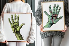 Cartoon Zombie Hand Watercolor Clipart Bundle Product Image 2