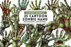 Cartoon Zombie Hand Watercolor Clipart Bundle Product Image 1
