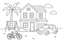 9-Page Coloring Set Temple, Beach, Homes &amp; Classroom Product Image 7