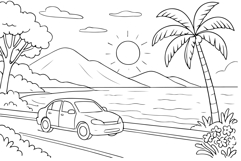 9-Page Coloring Set Temple, Beach, Homes &amp; Classroom Product Image 9