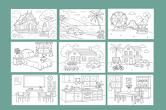 9-Page Coloring Set Temple, Beach, Homes &amp; Classroom Product Image 1