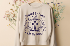 Carved By Faith Lit By Grace SVG, Christian Pumpkin PNG Product Image 2