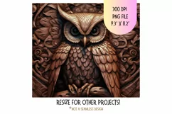 Carved Owl 3D Tumbler Sublimation Design  Wood 3d Tumbler