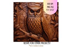 Carved Owl 3D Tumbler Sublimation Design | Wood 3d Tumbler
