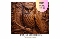 Carved Owl 3D Tumbler Sublimation Design | Wood 3d Tumbler