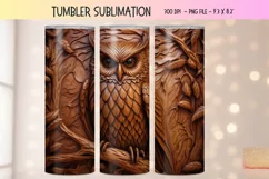 Carved Owl 3D Tumbler Sublimation Design | Wood 3d Tumbler