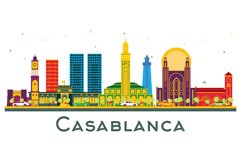 Casablanca Morocco City Skyline with Color Buildings. Product Image 1